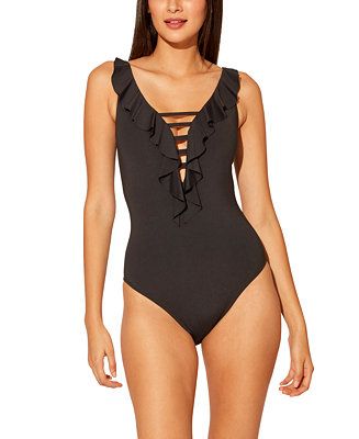 Lace-Down One-Piece Swimsuit | Macys (US)