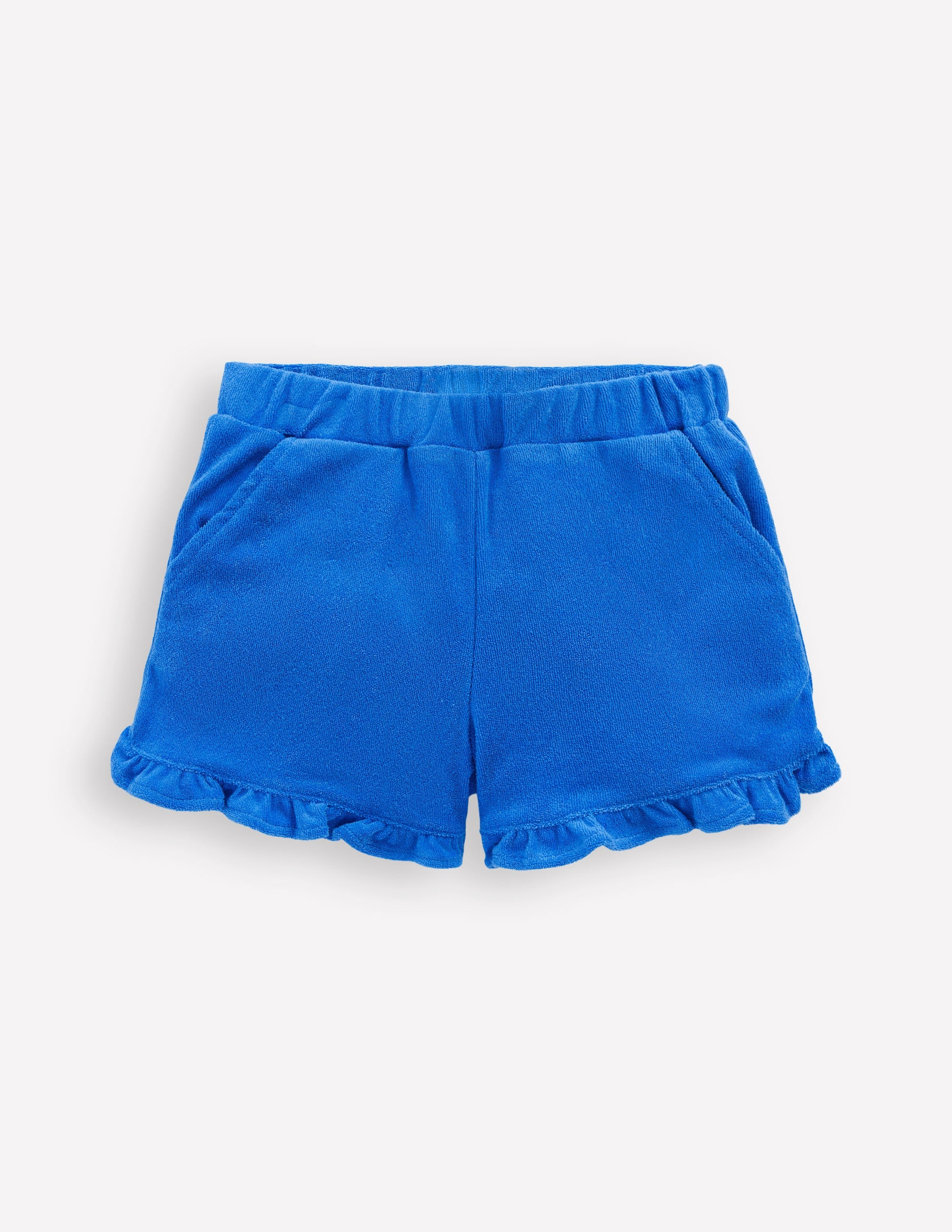 Frill Hem Towelling Shorts-Kingfisher Blue | Boden UK