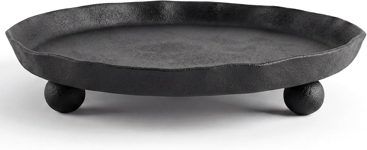 Black Pillar Candle Holder Plates, 6.69 Inch Round Candle Stand Tray | Amazon (US)