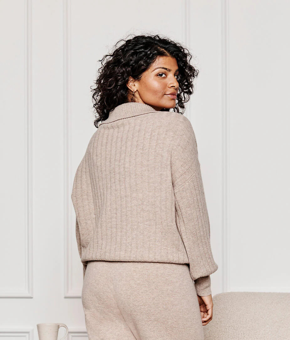 The Coziest Cashmere Blend Ribbed Half-Button Sweater 
            | 
              
            ... | SummerSalt