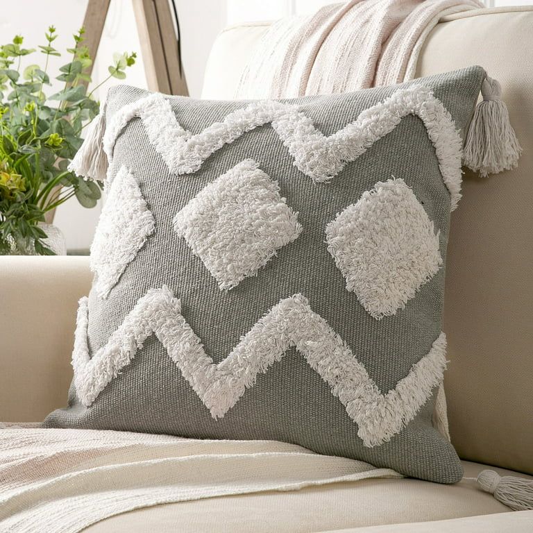 Phantoscope 18" x 18" Bohemian Gray Weave Polyester, Cotton, Viscose Throw Pillow | Walmart (US)