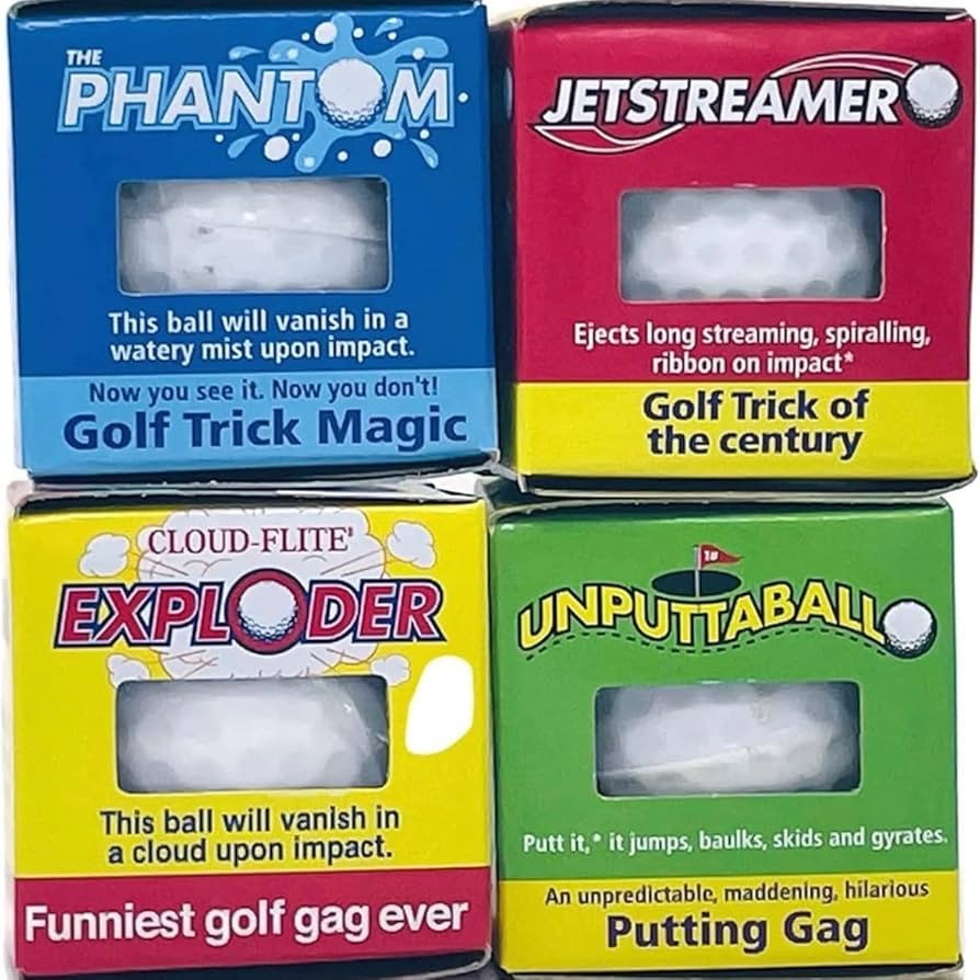Exploding Golf Balls (4 Pack) – 1 burst into a Cloud of White Smoke, 1 Water, 1 streaming Ribbo... | Amazon (US)