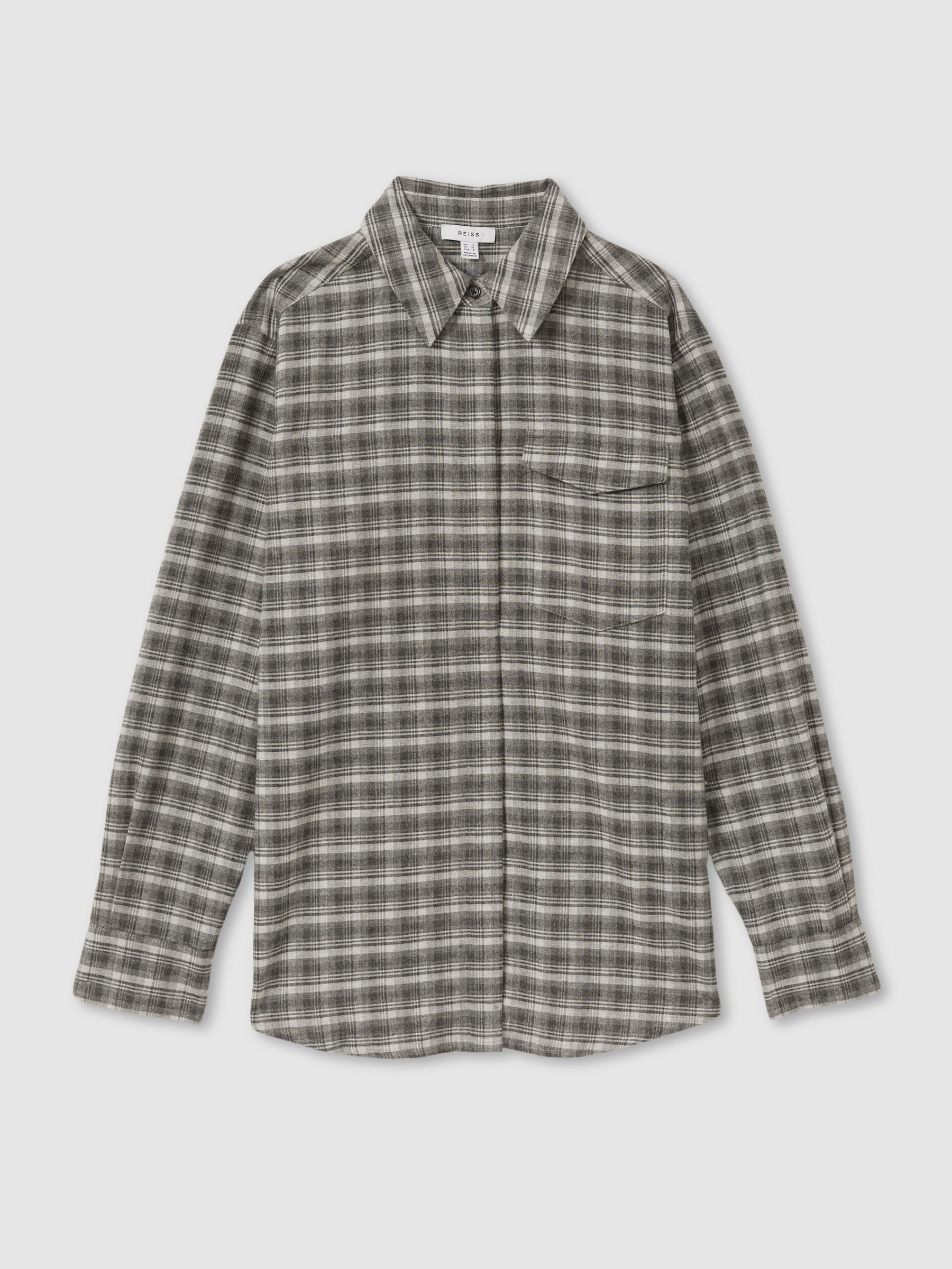 Lorena Grey Checked Button-Through Shirt | Reiss UK