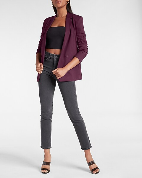 Knit Double Breasted Boyfriend Blazer | Express