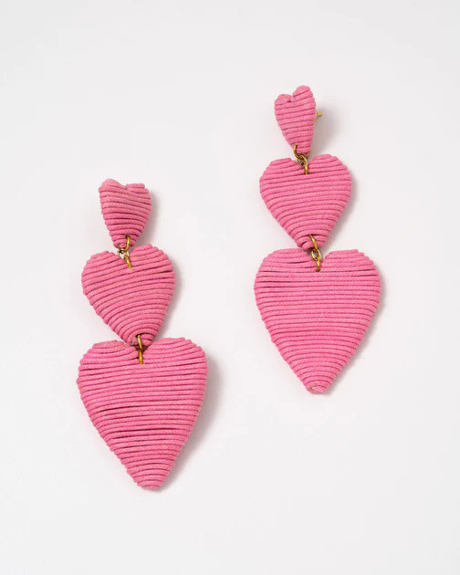 Heart To Heart Woven Earrings - Pink - FLASH SALE | VICI
