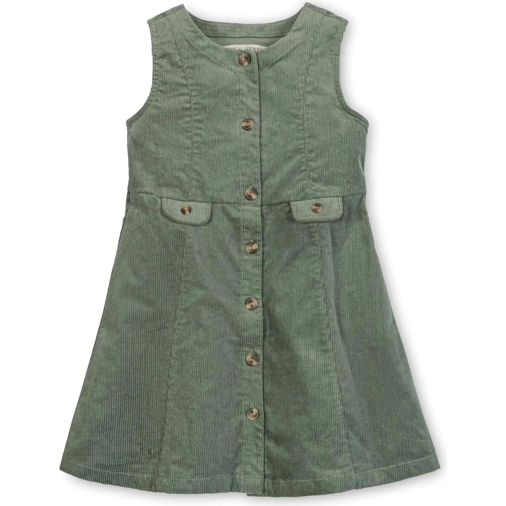 Organic Corduroy Button Front Jumper, Green | Maisonette