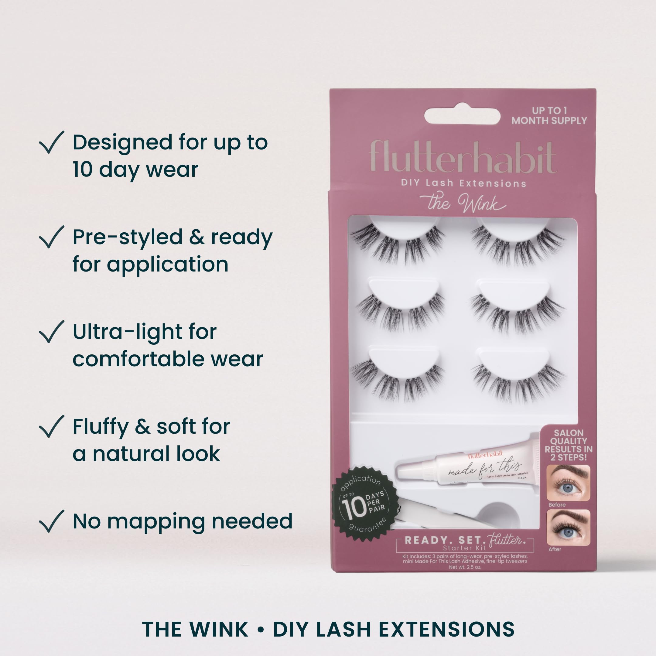 FlutterHabit Wink Ready Set Starter Kit, DIY Eyelash Extensions, Lash Clusters for Women, Profess... | Amazon (US)