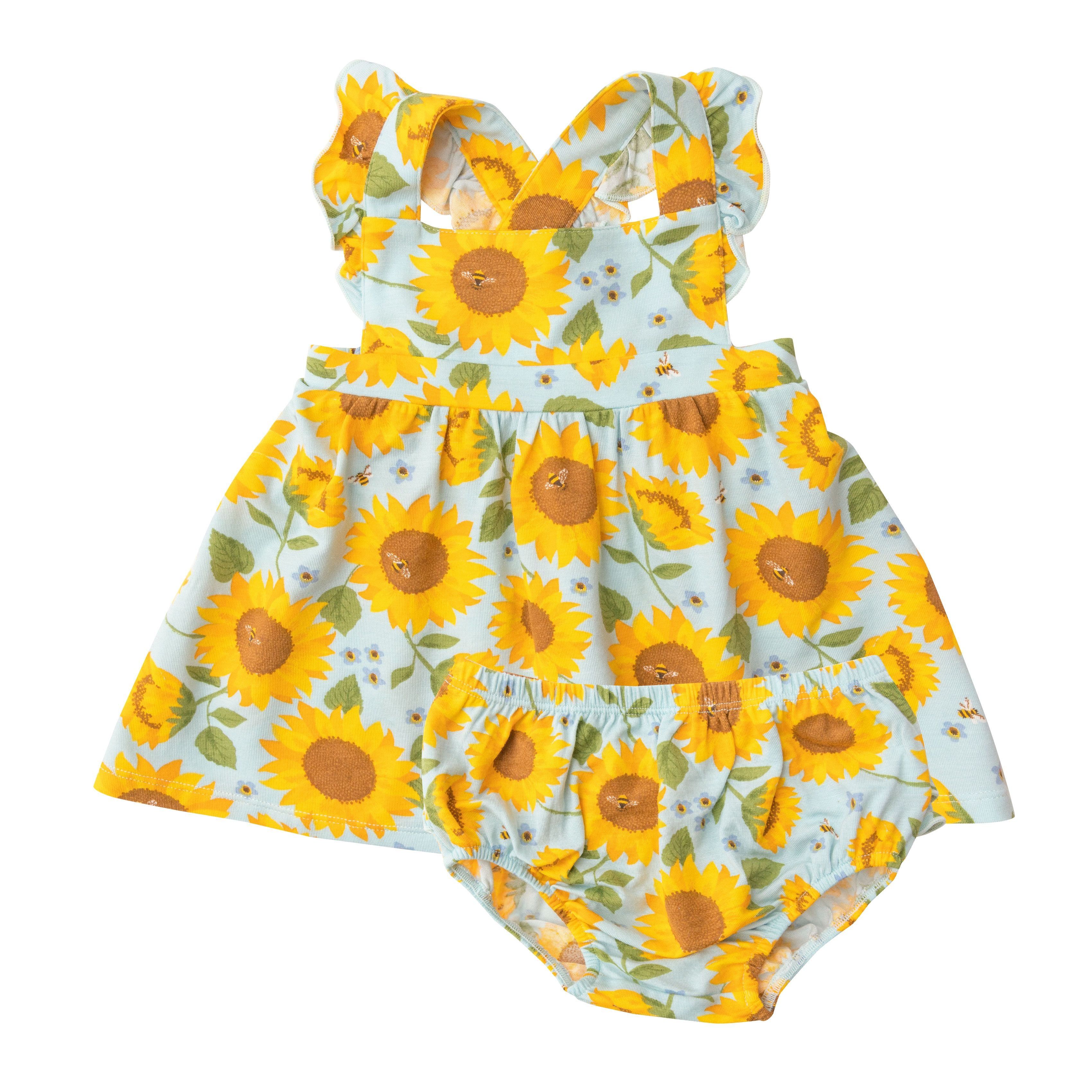 Pinafore Top & Bloomer, Sunflowers Blue | SpearmintLOVE