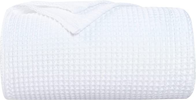 PHF 100% Cotton Waffle Weave Blanket Queen Size 90"x90"- Washed Warm Soft Lightweight Breathable ... | Amazon (US)