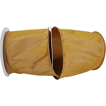 Reliant Ribbon 92975W-974-10F Dupioni Supreme Wired Edge Ribbon, 4 Inch X 10 Yards, Antique Gold | Amazon (US)