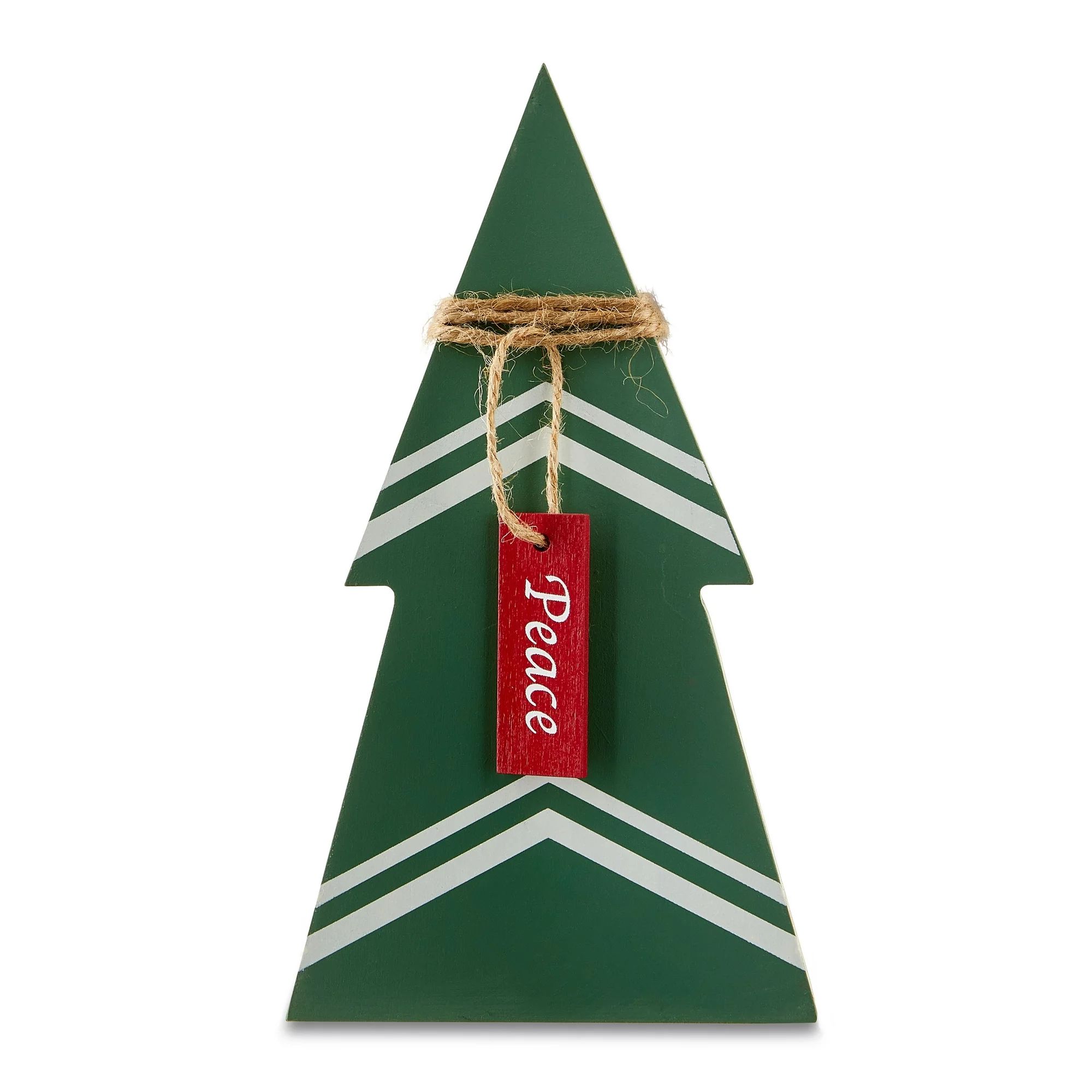 Green Wooden Christmas Tree Decor, 8 in, by Holiday Time | Walmart (US)