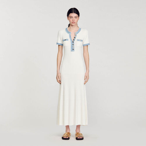 Knit and denim midi dress | Sandro US | Sandro-Paris US