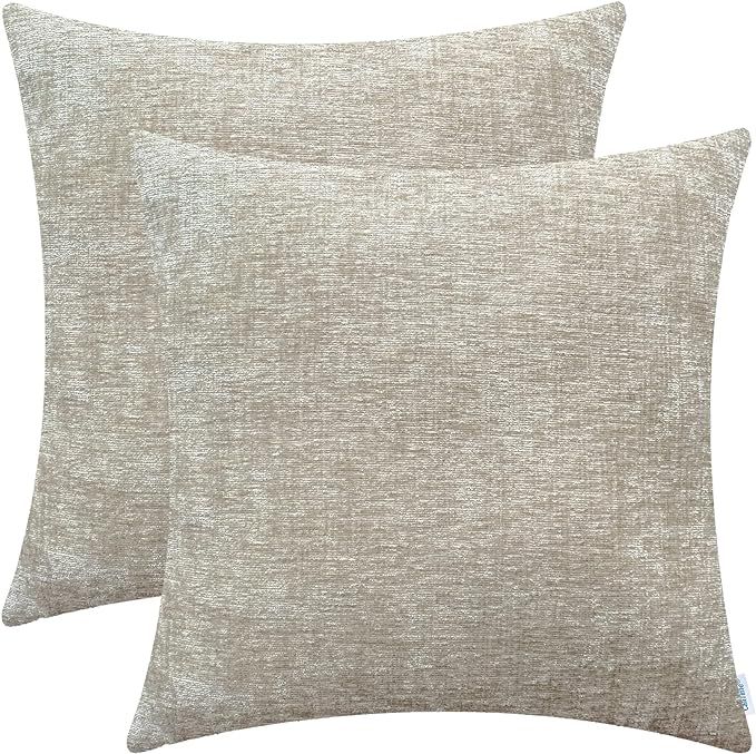 CaliTime Pack of 2 Cozy Throw Pillow Covers Cases for Couch Sofa Home Decoration Solid Dyed Soft ... | Amazon (US)