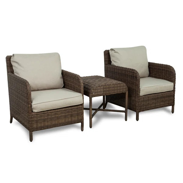 Bavis 3 Piece Rattan Conversation Set with Cushions | Wayfair North America