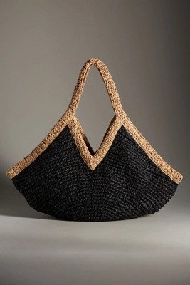 Tipped Angular Straw Tote Bag | Anthropologie (US)