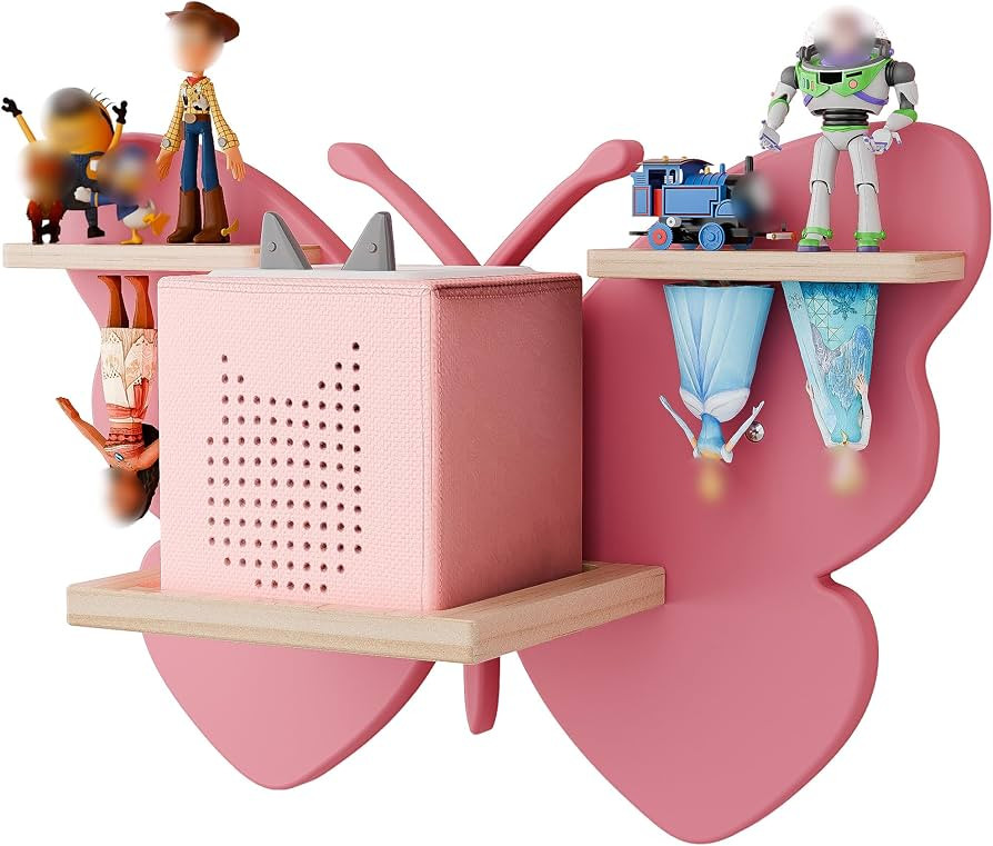 Butterfly Tonie Shelf for Tonie and Tonie Box - Pink Magnetic Tonie Wooden Floating Shelf for Ton... | Amazon (US)