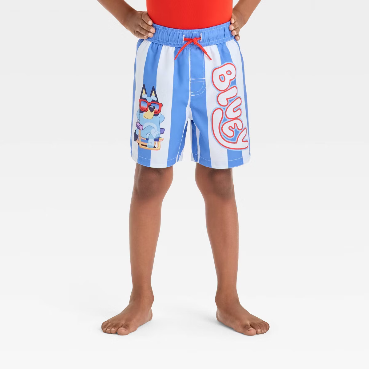 Toddler Boys' Bluey 4th of July Stripe Swim Shorts - Red/White/Blue | Target