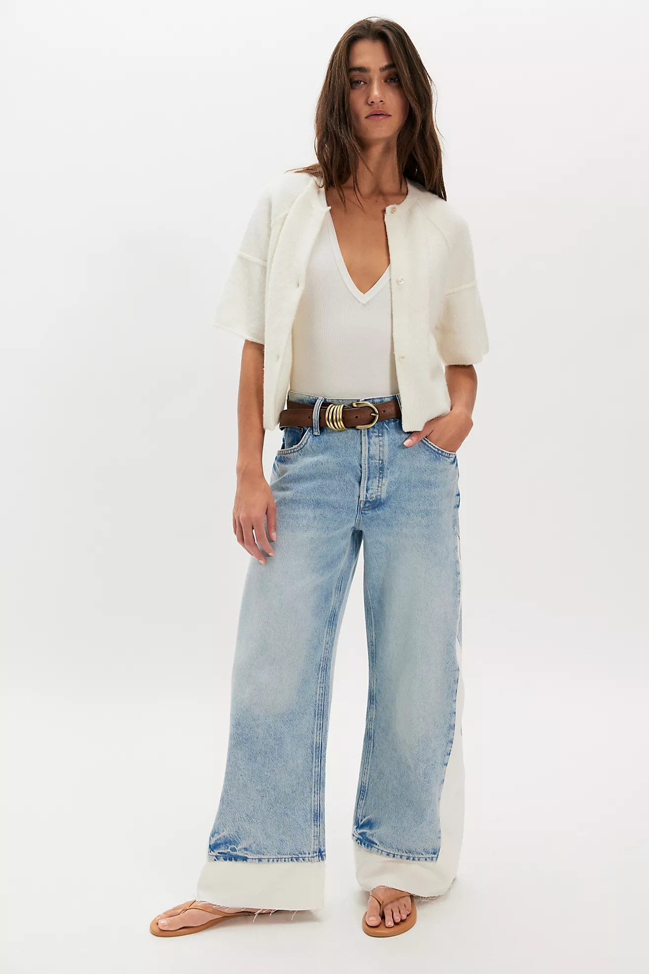 MOTHER The Nacho Double Dip Nerdy Fray Jeans | Free People (Global - UK&FR Excluded)
