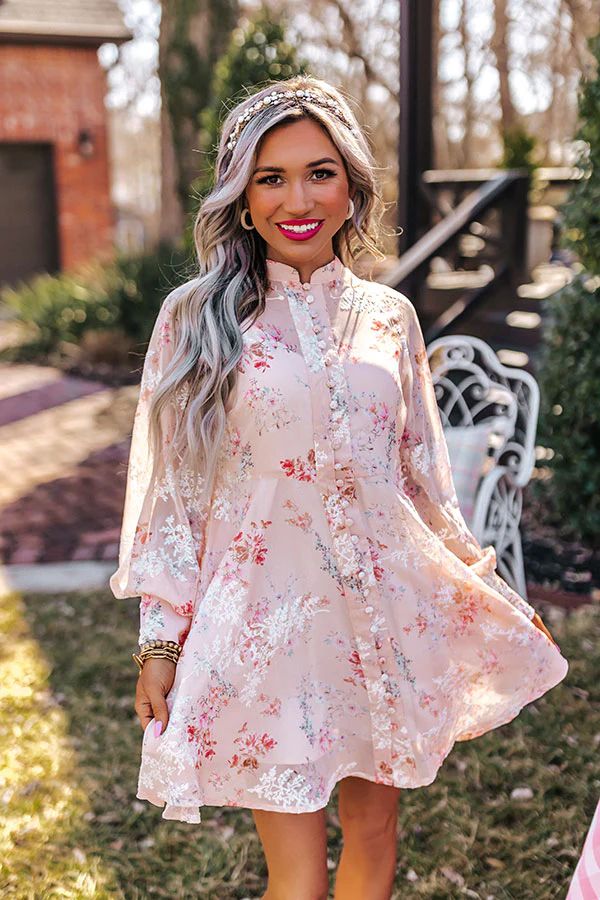 Happier Now Floral Dress In Peach | Impressions Online Boutique