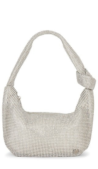 olga berg Jessica Soft Crystal Mesh Croissant Bag in Metallic Silver. | Revolve Clothing (Global)