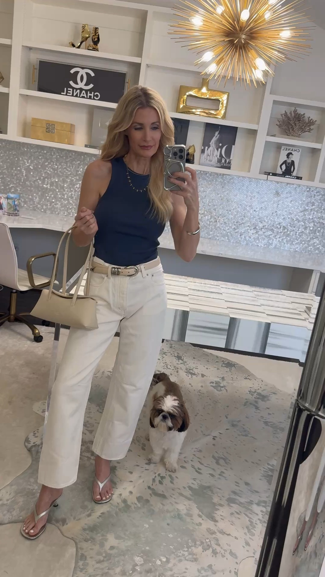 Casual Madewell outfit idea featuring this dark slate denim blue tank and the Madewell dart jeans 💙 Love this easy tank with the soft barrel jean silhouette for a relaxed but still polished everyday look. XS tank and size 24 in jeans. #Madewell #CasualOutfit 
 

 

#LTKOver40 #LTKxMadewell #LTKSeasonal #LTKOver40