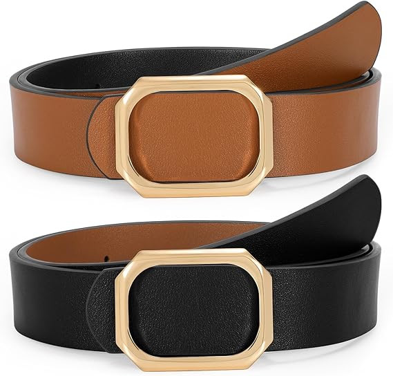 SUOSDEY Women Reversible Leather Belt for Jeans Pants Dresses Ladies Waist Belt, 1.3" Width | Amazon (US)