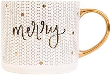 Sweet Water Decor Tile Coffee Mugs | Novelty Coffee Mugs | 17oz Gold Handle Coffee Cup | Microwav... | Amazon (US)