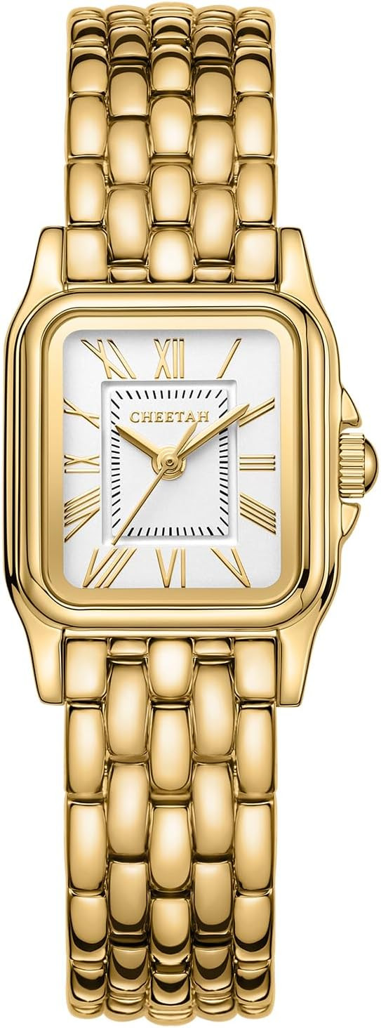 CHEETAH Gold Watches for Women with Small Vintage Bracelet, Rectangular Case Roman Dial | Amazon (US)
