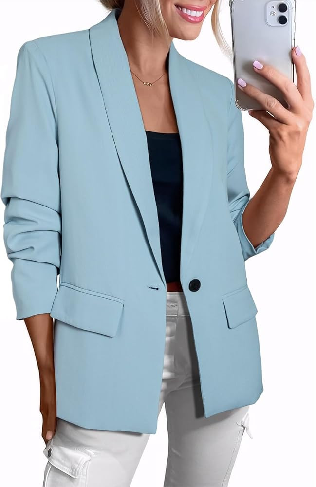 Happy Sailed Womens Long Sleeve Blazer Business Casual Open Front Work Office Suit Jackets | Amazon (US)
