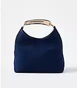 Metallic Handle Denim Hobo Bag | LOFT