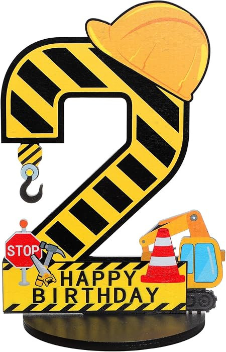 MiniInflat Construction 2nd Birthday Number Sign Centerpiece Truck 2nd Sign Construction Party Su... | Amazon (US)