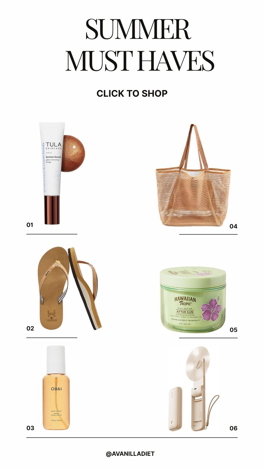 Must haves for the summer! Will be packing these for all my summer trips! 🐚

Flip flops, glow drops, skin care, after burn, portable fan, wave spray, packing, summer, beach, tan 

#LTKSeasonal #LTKselfcare #LTKSwim