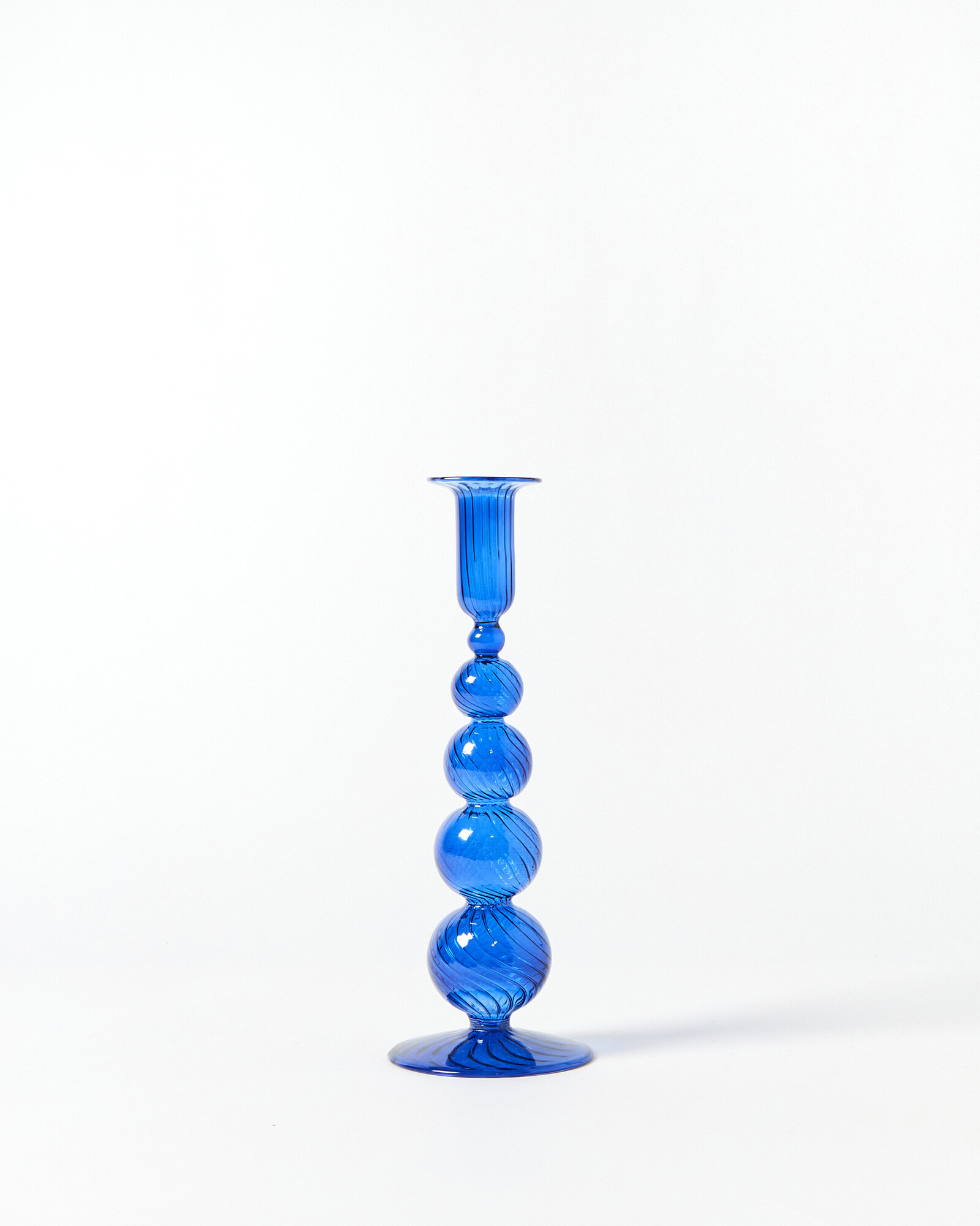 Alina Bobbin Blue Glass Candlestick Holder | Oliver Bonas | Oliver Bonas (Global)