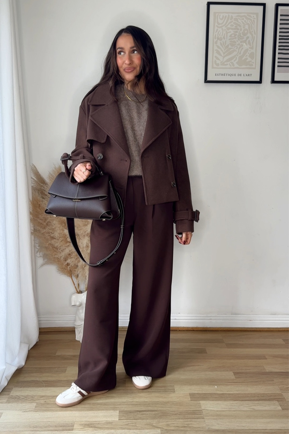 Autumn outfit 🤎 

Brown cropped trench, brown knit top, brown trousers, adidas samba 

#LTKuk #LTKstyletip #LTKautumn