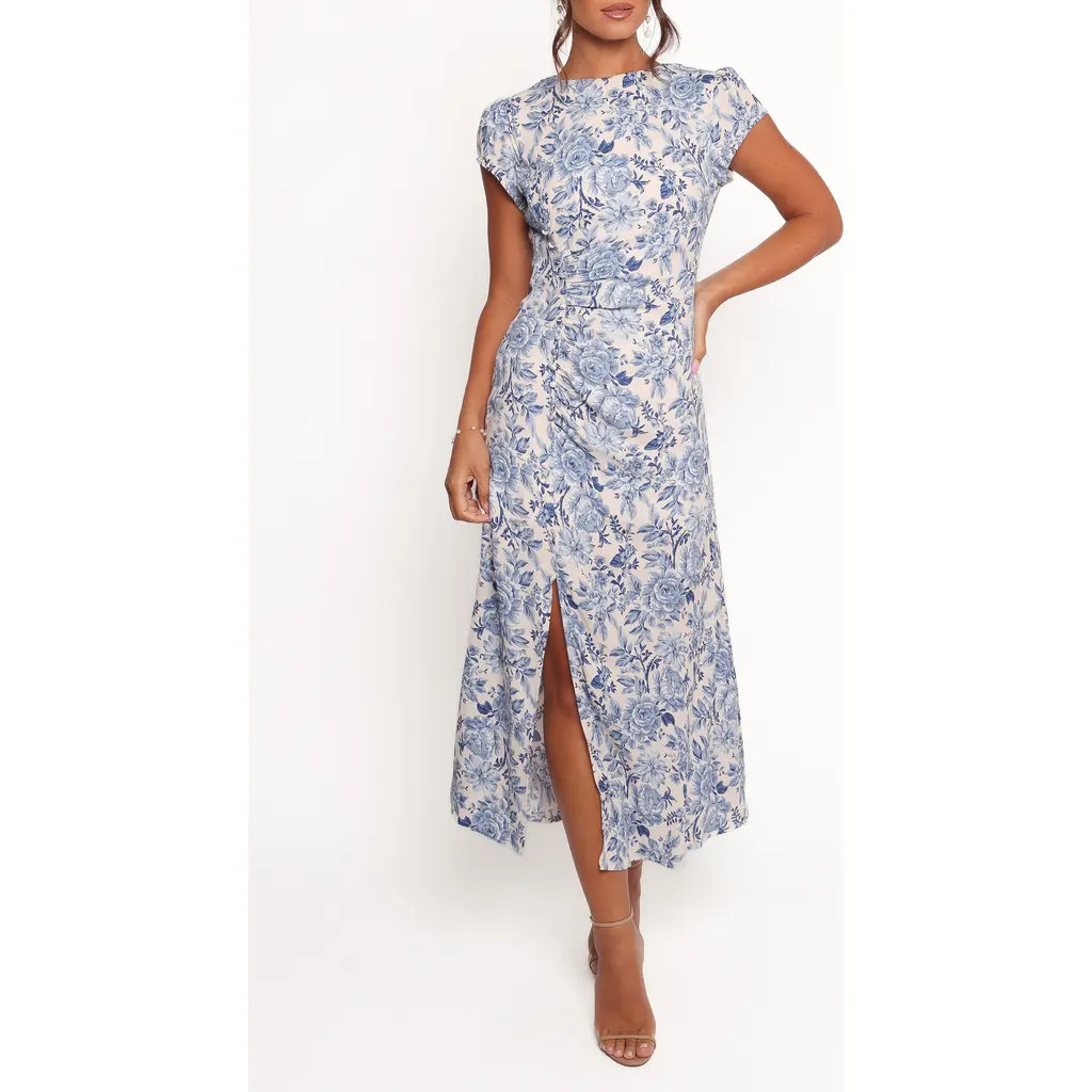 Petal & Pup Lisbeth Floral Print Midi Dress in Blue Floral at Nordstrom, Size Medium | Nordstrom