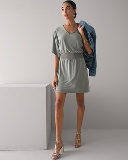 Kimono Sleeve Smocked Waist Dress | White House Black Market