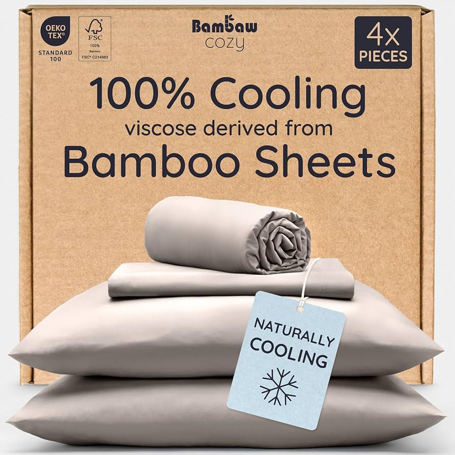 Bambaw 100% Viscose Derived from Bamboo Sheets Full Size Set – 4pcs Cooling Sheets Full Size, P... | Amazon (US)
