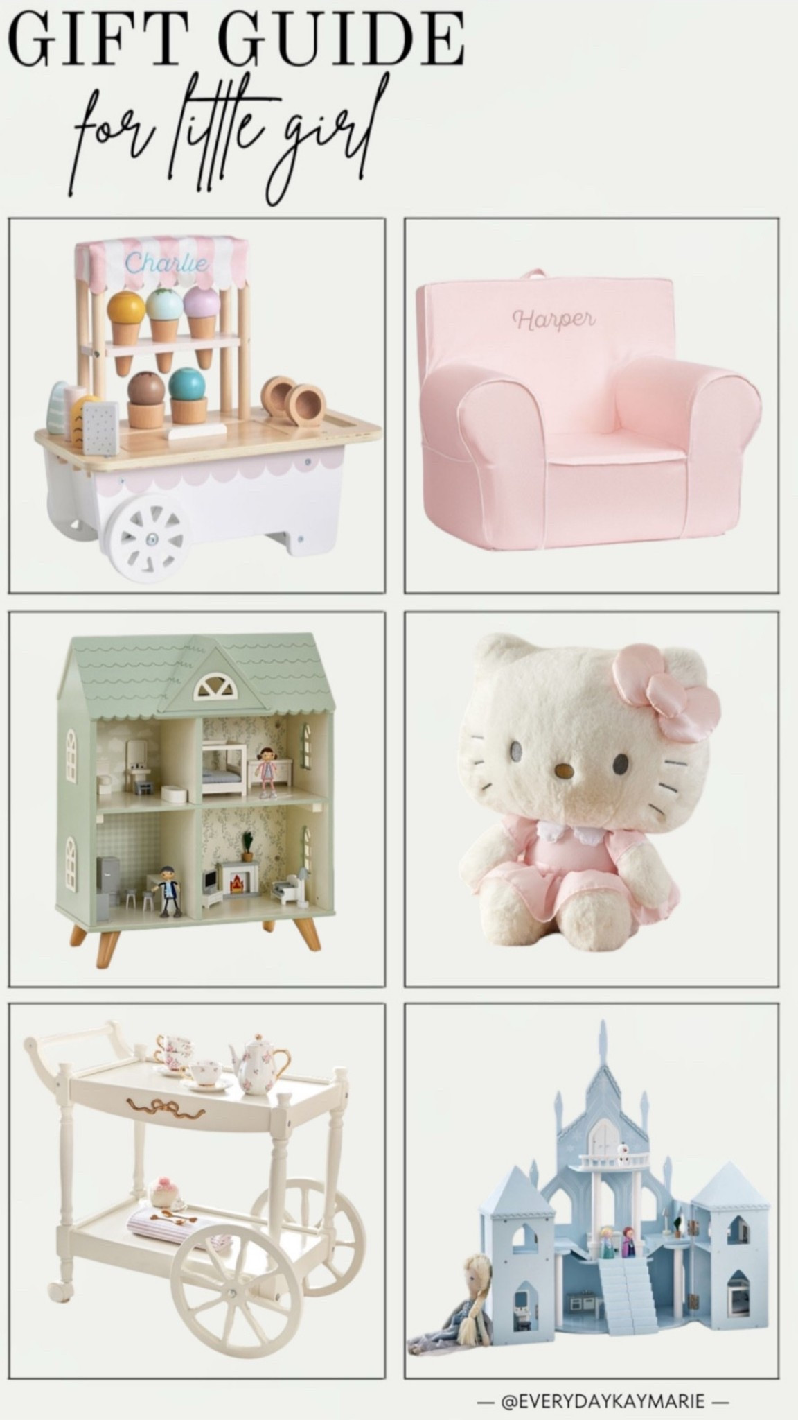 Gift guide for a little girl🎄 

Playroom, personalized chair, hello kitty, tea push cart, play castle, doll house, gift ideas, holiday finds, Amazon finds 

#LTKGiftGuide #LTKHoliday #LTKKids