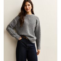 Women's Grey Contrast Stitch Brushed Jumper New Look | New Look (UK)