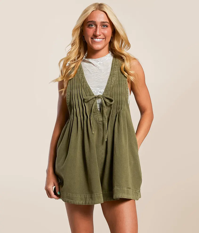 Front Tie Denim Romper | Buckle