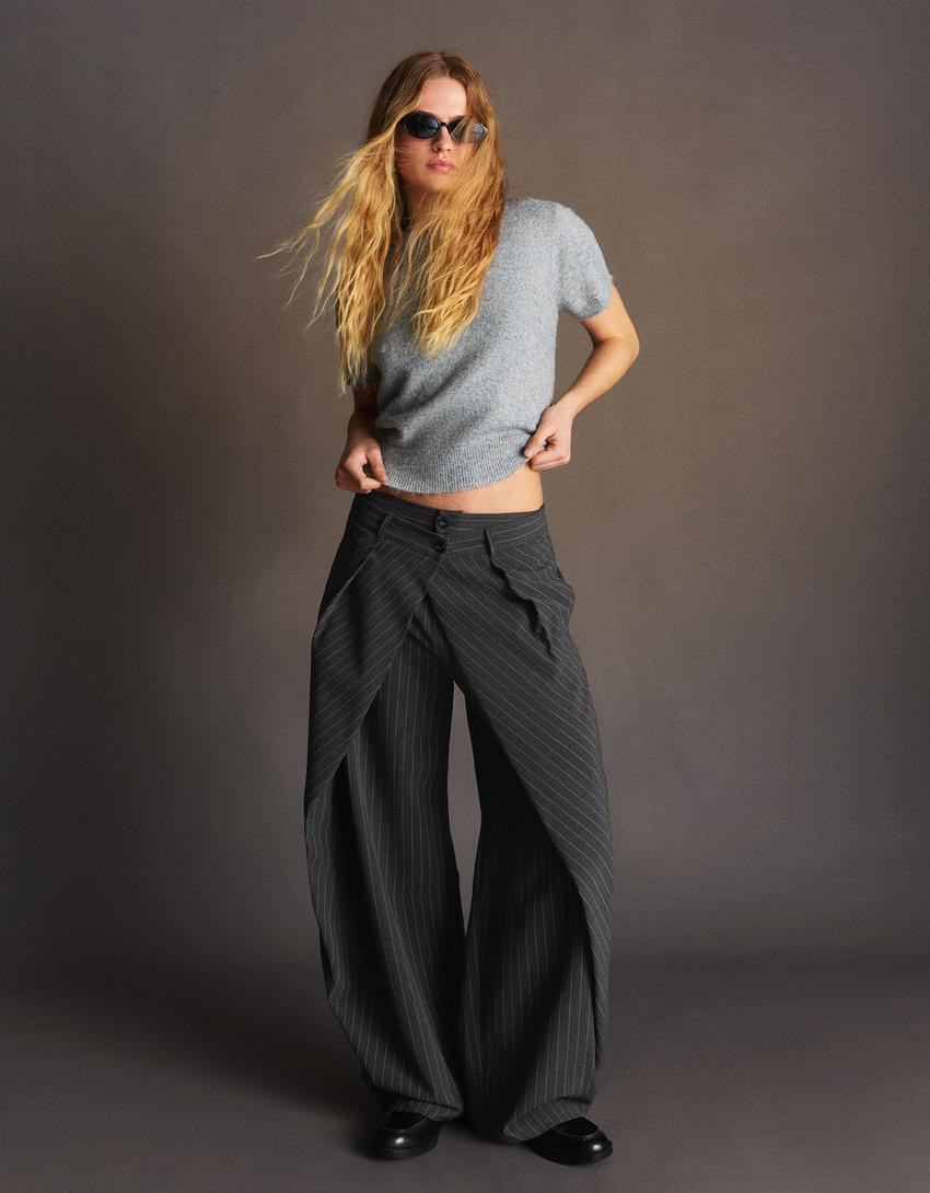 Barrel trousers with pleats - Trousers - Women | Bershka GB