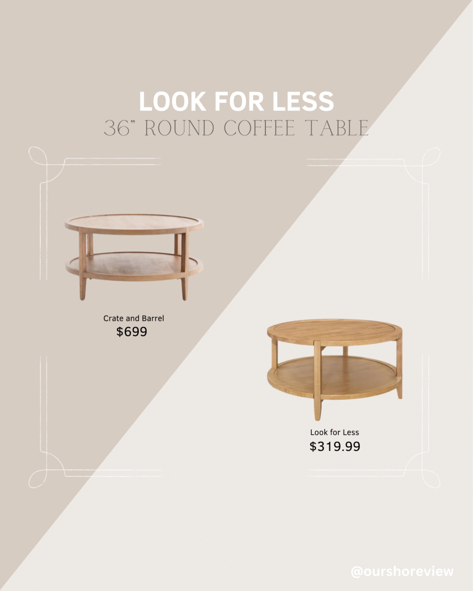 36 inch round 2 tier coffee table - the splurge in oak and the save in maple 

#LTKSaleAlert #LTKStyleTip #LTKHome