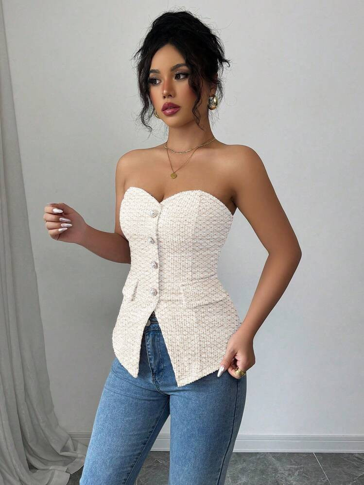 Selianne Pink Sleeveless Cropped Top, Sophisticated Design, Slimming Outerwear | SHEIN