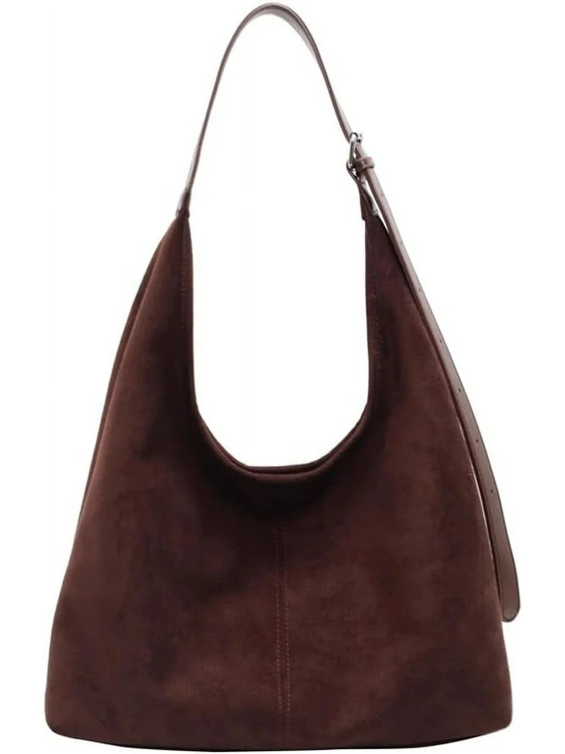 GZhLonKiMa Suede Slouchy Hobo Bag for Women Chocolate Tote Handbag Large Retro Suede Shoulder Pur... | Walmart (US)
