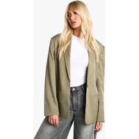 Womens Single Breasted Boxy Oversized Blazer - Green - 10 | boohoo (US & Canada)