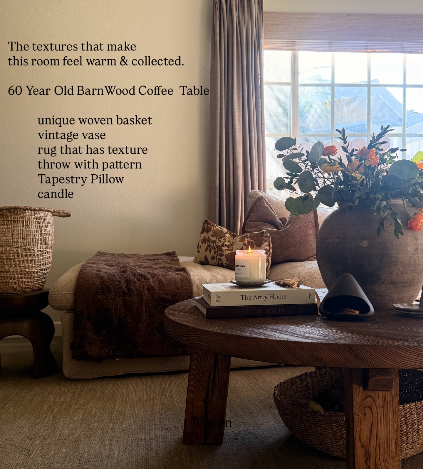 Layering natural textures and unique pieces is what makes a space feel warm and collected. Wood, woven materials, vintage ceramics, and soft textiles add depth without overwhelming a neutral room.”

layered textures, collected home style, warm neutral living room, vintage decor, cozy home styling

#moodydecor #livingroomdecor #tapestry #pillowcover #coffeetabledecor 

COMMENT: WARMTH to get links sent to your inbox