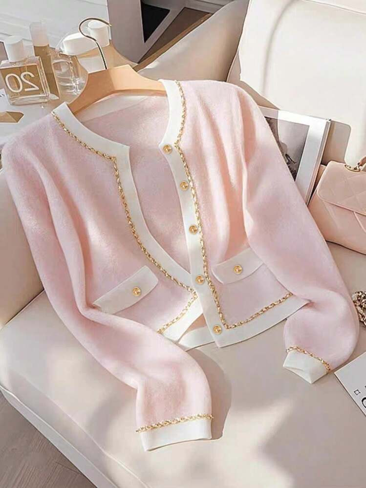 GlowEve Zachtroze Gebreide Damesvest, Veelzijdig Voor Herfst/Winter | SHEIN