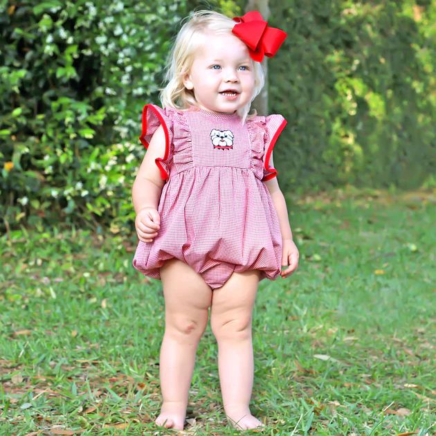 Embroidered Dawgs Bubble Red Check | Classic Whimsy
