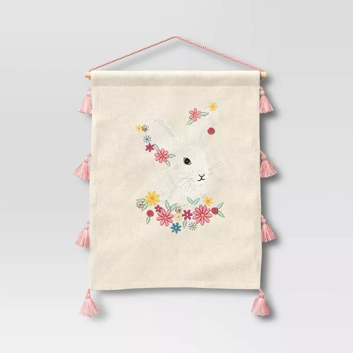18" x 14" Embellished Easter Bunny Wall Art Natural - Opalhouse™ | Target