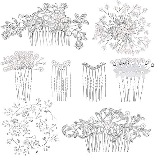 44 Pieces Wedding Hair Comb Faux Pearl Crystal Bride Hair Accessories Hair Side Comb Clips U-shap... | Amazon (US)